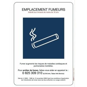 Panneaux de réglementation anti-tabac - emplacement fumeurs - 148 x 210 mm NOVAP - Publicité