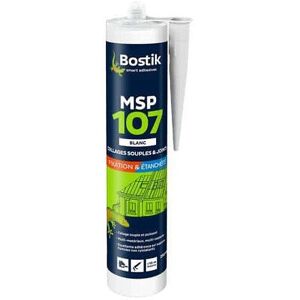 Mastic Bostik MS 107 Polymère blanc collage et d'étanchéité supports humides x 5