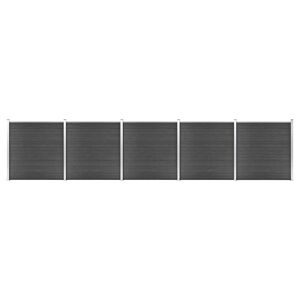 vidaXL Ensemble de panneau de clôture WPC 872x186 cm Noir - Publicité