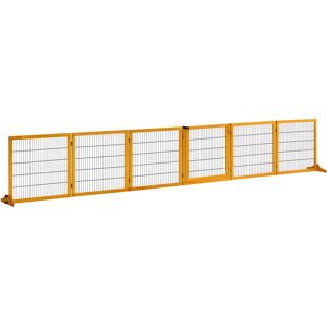 PawHut Barrière de sécurité barriere escalier  barrière autoportante pliable 6 panneaux 2 pieds support bois de pin 432 x 36 x 70 cm blanc