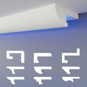 HEXIMO Profilé de joint d'ombre LED Moulures, éclairage indirect XPS Styrofoam pour plafonds secs Profilé de corniche lumineuse pour plafonds (échantillon HLED 15) - Publicité