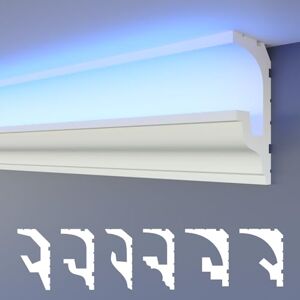 HEXIMO LED moulures de stuc 2en1, éclairage indirect moulures de plafond XPS Styrofoam moulures de mur lumière corniche de plafond (échantillon HLED 18) - Publicité