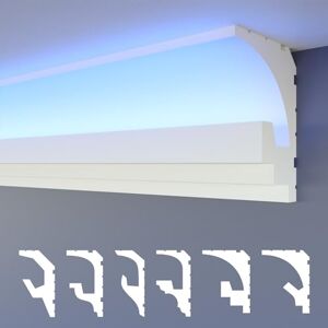 HEXIMO LED moulures 2en1, éclairage indirect moulures de plafond XPS Styropor moulures murales profil corniche lumineuse (échantillon HLED 5) - Publicité