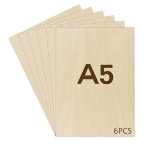 WISYOK 6pcs Contreplaqué 2mm, Bois Brut A5, Feuille de Bois Rectangulaire, Plaque Bois Brut Bouleau, Planche Bois Non Finie, Panneau Feuille Découpe Laser pour Pyrogravure, Maquette, DIY 21 * 15cm - Publicité