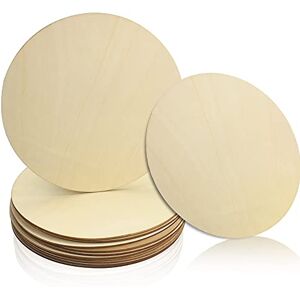 ANTHYTA Lot de 12 Disques en Bois, Cercle en bois de 20 cm de Diamètre et 2.5 mm d'Épaisseur, Tranche de Bois Brut, Rondin de Bois, Plaque en Bois Ronde pour Peinture Décoration Bricolage Artisanat - Publicité