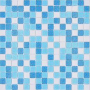 Mosaik-Netzwerk Lot de 10 plaques de mosaïque en verre Classic Mix Blanc et bleu Papier collé Pour piscine - Publicité