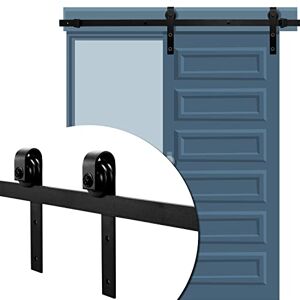 Ikodm 363 cm (11,9 FT) Rail de porte coulissante Pour porte coulissante En acier au carbone Noir - Publicité