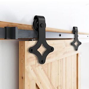 Joparri Kit de ferrure de porte coulissante en bois avec roulettes et rail pour porte coulissante Accessoires en acier au carbone Noir 200 cm Diamant - Publicité