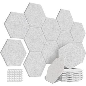 Soundsbay Hexagonal Panneaux Acoustiques Autocollantes 12 pièces Mousse Acoustiques Insonorisés Haute Densité Pour mur, plafond, bois et porte Traitement Acoustique 30 X 25 X 0,9 cm - Publicité