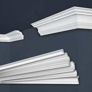 Marbet Design Plinthes de plafond Marbet en polystyrène XPS Plinthes en stuc de haute qualité, légères et robustes, au design moderne (2 mètres E-14-80x80mm) Plinthes de designer - Publicité