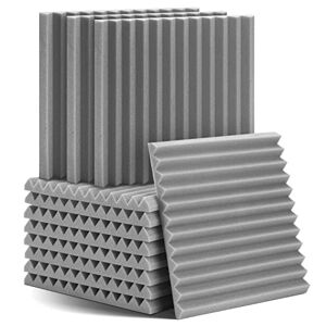 Soundsbay Lot de 12 panneaux de mousse acoustique de 30 X 30 X 2,5 cm Panneau acoustique de haute densité réduisant le bruit intérieur et l'écho pour Studio d'enregistrement/Bureau à domicile - Publicité