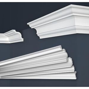 Marbet Design Baguettes de plafond en polystyrène XPS Qualité supérieure Légères et robustes Design moderne 2 m E-25-80 x 80 mm Décoration - Publicité