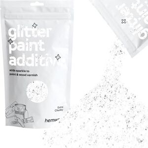 Hemway cristal de diamant White Glitter Additif pour peinture extra Chunky 1/24" 1mm pour l'émulsion Peintures à l'eau Intérieur et Extérieur Mur, Plafond, bois, Vernis, Matt 100 g / 3,5 oz - Publicité