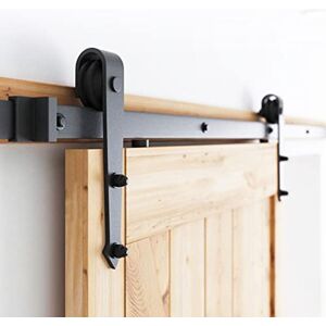 Joparri Ferrure de porte coulissante Accessoire de porte coulissante en bois Avec roulettes et rail pour porte coulissante Accessoire en acier au carbone Noir 366 cm Flèche - Publicité