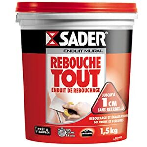 Sader Rebouche Tout Enduit de Rebouchage Intérieur Prêt à l'Emploi Tous Supports Rebouchage et Égalisation de Trous et Fissures Jusqu'à 1 cm Joint Plaque de Plâtre Pot de 1,5kg - Publicité