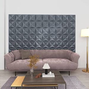 INLIFE 340590 Lot de 12 panneaux muraux 3D 50 x 50 cm Gris origami 3 m² 1 kg - Publicité