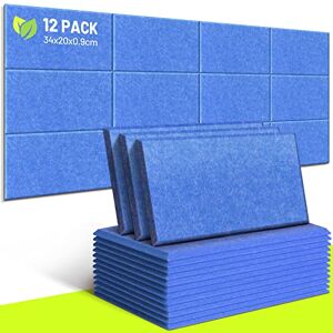 CAHAYA Lot de 12 panneaux acoustiques de 9 mm d'épaisseur rembourrés sans adhésif arrière 34 x 20 cm Panneau d'isolation acoustique Panneaux de réduction du bruit insonorisants CY0313-6 Blue - Publicité