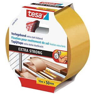 Tesa Extra Strong Ruban Adhésif Double Face de Fixation pour Sols Irréguliers – Rouleau Auto-Adhésif Antidérapant pour Moquette et Revêtements de Sol en PVC – 10 m x 50 mm - Publicité