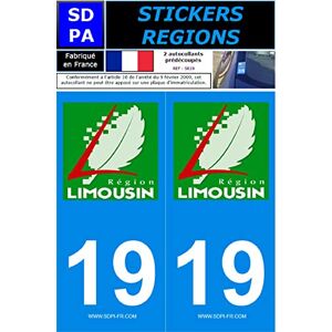 STICKZIF SR19 Autocollant Plaque Département 19, Set de 2 - Publicité