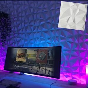 iProPower Lot de 6 panneaux muraux 3D texturés en diamant en PVC imperméable 30 x 30 cm Panneau mural 3D pour salle de jeux, salon, cuisine, toilettes et plus encore - Publicité