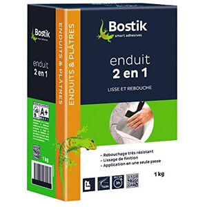 Bostik Enduit Mural 2 en 1 Poudre Enduit de Lissage et Rebouchage Intérieur Tous Supports 1 Boîte Carton 1 kg - Publicité