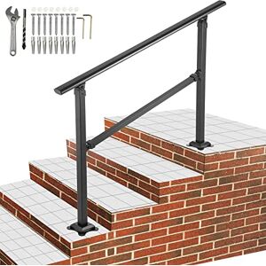 VEVOR Main Courante pour Escalier Noir, Balustrade Garde Corps Terrasse  Rampe Escalier en Alliage d'Aluminium et Fer, Kit Main Courante 121 x 89,5  cm Garnitures de Base Bien Conçues pour Jardin