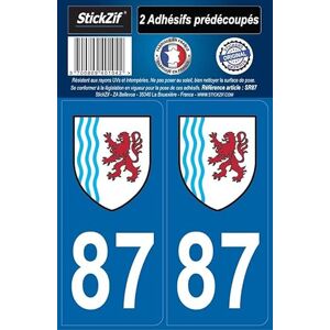 STICKZIF SR87 Autocollant Plaque Département 87, Set de 2 - Publicité