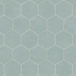 Sol Vinyle Textile - Relief 3D - Carrelage uni hexagonal - Bleu ciel