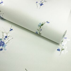 Papier peint vinyle expanse sur intisse - Aquarelle - Fleurs bleues - Rouleau(x)
