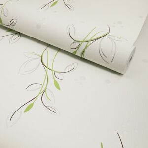 Papier peint vinyle expanse sur intisse - Basique - Motif floral vert pois satine - Rouleau(x)