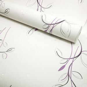 Papier peint vinyle expanse sur intisse - Basique - Motif floral violet pois satine - Rouleau(x)
