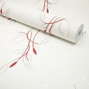 Papier peint vinyle expanse sur intisse - Basique - Motif floral rouge pois satine - Rouleau(x)