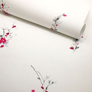 Papier peint vinyle expanse sur intisse - Aquarelle - Fleurs rouges - Rouleau(x)