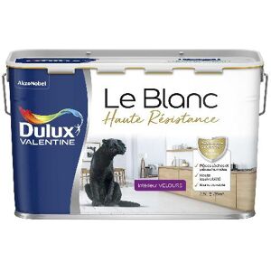 Peinture Dulux Valentine Le Blanc Haute Resistance - Toutes pieces - Velours Blanc - 2,5L