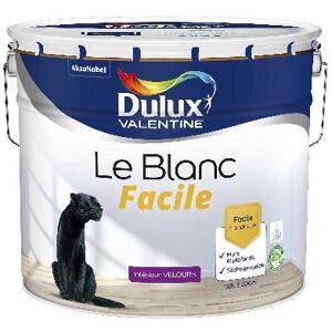 Dulux Valentine Le Blanc Facile - Facile à appliquer - Velours Blanc - 10L