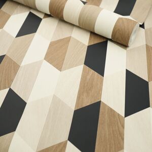 Papier peint vinyle sur intissé - Design wood - Parement bois hexagonal - Rouleau(x)