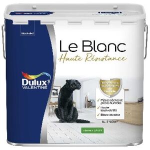 Peinture Dulux Valentine Le Blanc Haute Resistance - Toutes pieces - Satin Blanc - 5L