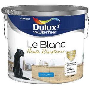 Peinture Dulux Valentine Le Blanc Haute Resistance - Toutes pieces - Mat Blanc - 10L