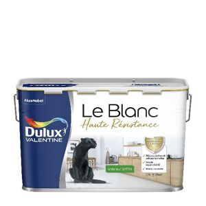 Peinture Dulux Valentine Le Blanc Haute Resistance - Toutes pieces - Satin Blanc - 2,5L