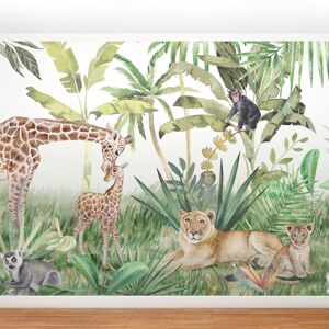 Yeda Design Papier peint panoramique Animaux dans la jungle 255x260cm Vert 260x0x425cm