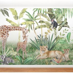 Yeda Design Papier peint panoramique Animaux dans la jungle 425x260cm Vert 260x0x425cm