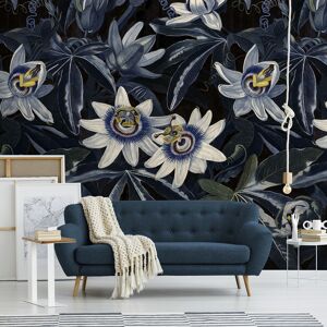 ART Papier peint panoramique fleurs de la passion bleu 280x200cm
