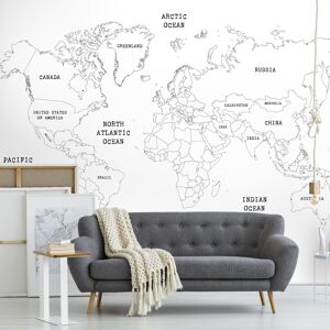 Papier peint panoramique carte du monde blanc 280x400cm - Publicité