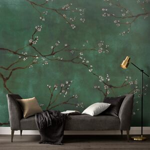 ART Papier peint panoramique intissé cerisiers Japonais vert 300x280cm