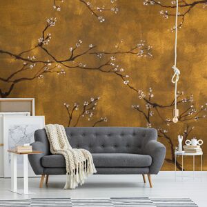 ART Papier peint panoramique intisse cerisiers Japonais or 300x280cm