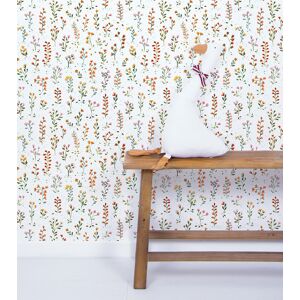 Lilipinso papier peint enfant herbier en papier blanc 50 cm x 10 m