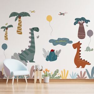 99Déco Papier Peint Panoramique L336xH270cm Multicolore Dinosaures Multicolore 336x270cm