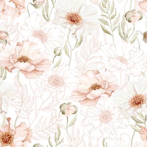 Lilipinso Papier peint Pink Poppies (50 cm x 10 m)