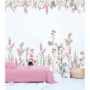 Lilipinso papier peint panoramique champ de fleur, rose 4m x 2,48m Vert 200x0x248cm