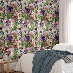 Wallpapers4Beginners Papier Peint Floral avec des Fleurs Roses 250x200 cm